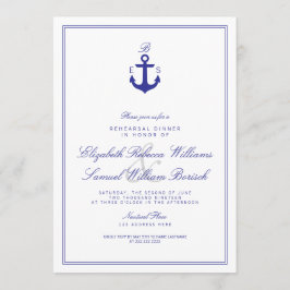 Elegant Nautical Monogram Rehearsal Dinner Inbjuda Inbjudningar