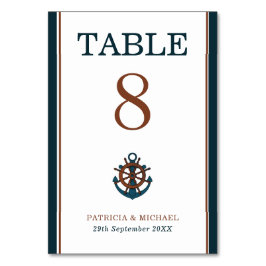 Elegant Nautical Navy Anchor Bröllop Bordsnummer
