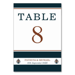 Elegant Nautical Navy Blue Anchor Bröllop Bordsnummer