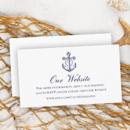 Elegant Nautical Navy Blue Anchor Bröllop webbplat Tilläggskort