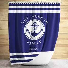 Elegant Nautical Navy Blue Anchor Family Namn