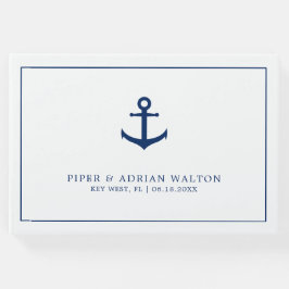Elegant Nautical Navy Blue White Anchor Bröllop Gästböcker