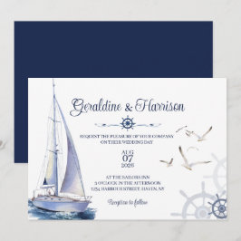 Elegant Nautical Sailing Bröllop Inbjudningar