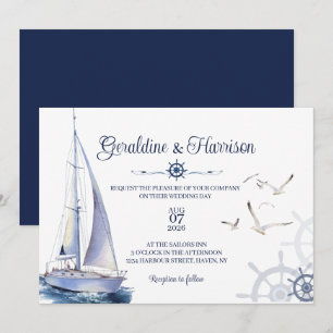 Elegant Nautical Sailing Bröllop Inbjudningar