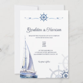 Elegant Nautical Sailing Bröllop Inbjudningar