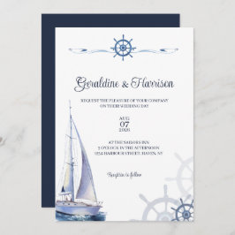 Elegant Nautical Sailing Bröllop Inbjudningar