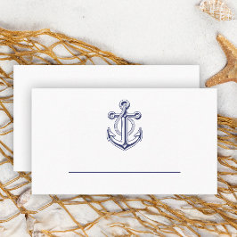 Elegant Nautical Sailor Navy Blue Anchor Bröllop Placeringskort