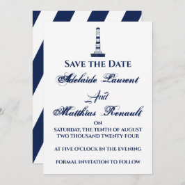 Elegant Nautical Save the Date - Navy Blue, Inbjudningar