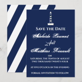 Elegant Nautical Save the Date - Navy Blue, Inbjudningar