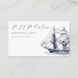 Elegant Nautical Ship Illustration Wedding Website Tilläggskort