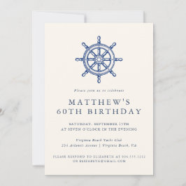 Elegant Nautical Ships Wheel Adult Birthday Party  Inbjudningar