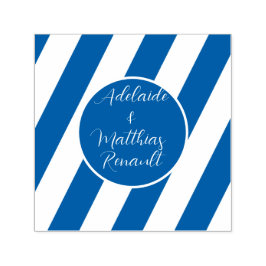Elegant Nautical Stripe Bröllop - Navy Blue, White Självfärgande Stämpel