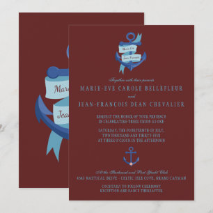 Elegant Nautical Yacht Destination Wedding Inbjudningar