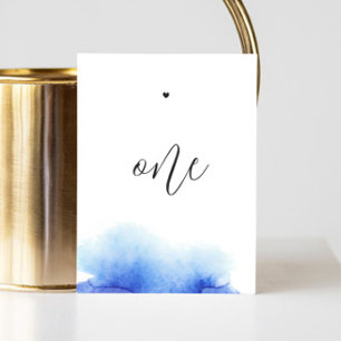 Elegant nautisk blå minimalistisk script bröllop bordsnummer