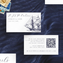Elegant nautisk fartygillustration Bröllopswebbpla Tilläggskort