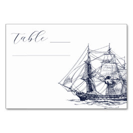 Elegant nautisk fartygsillustration Bröllop Bordsnummer