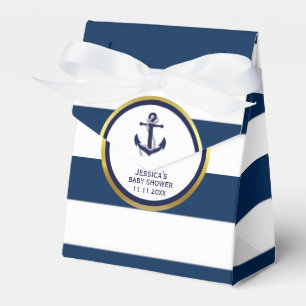 Elegant nautisk marinblå vitbaby showergåva presentaskar