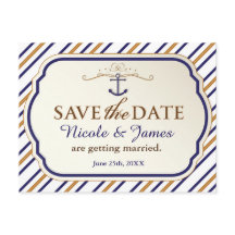 Elegant nautisk rand Save The Date-brevkort