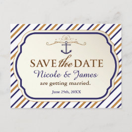 Elegant nautisk rand Save The Date-brevkort Meddelande Vykort