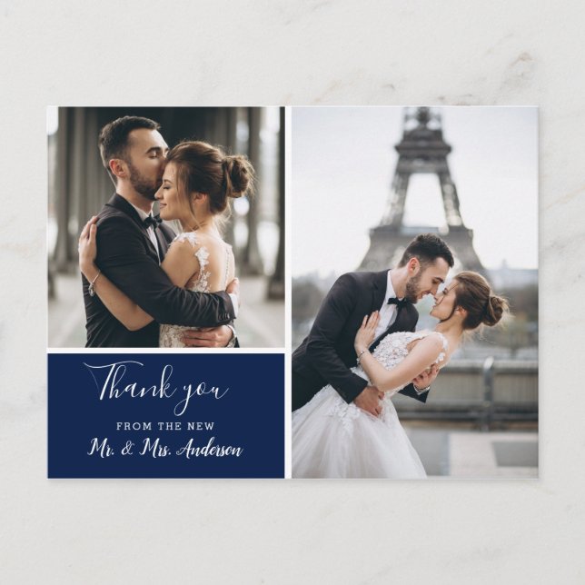 Elegant Navy 2 Photo Collage | Tack Vykort (Framsida)