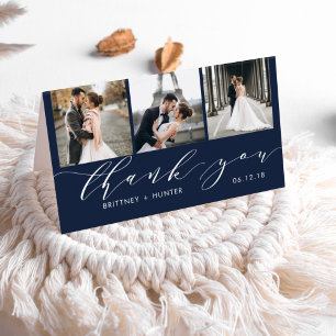Elegant Navy 3 Foto Collage Tack Kort