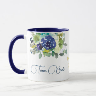 Elegant Navy Akvarell Roser Brud Bröllopsteam Mugg