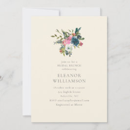 Elegant Navy and Blush Floral Bridal Brunch Inbjudningar