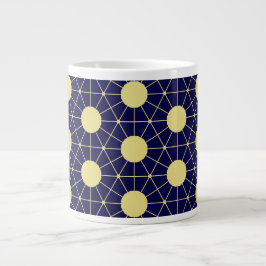 Elegant Navy and Gold Geometric Tile Pattern Jumbo Mugg