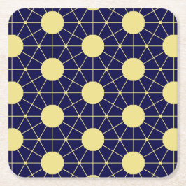Elegant Navy and Gold Geometric Tile Pattern Underlägg Papper Kvadrat