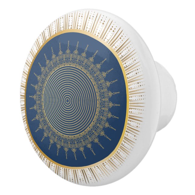 Elegant Navy and Gold Sunburst Knopp (Höger)