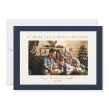 Elegant Navy Anpassningsbar Photo jul-Helgdag Card