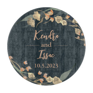 Elegant Navy Beige Botanical Bröllop