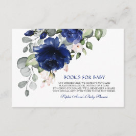 Elegant Navy Blåa blommor Boy Bokar för Baby Tilläggskort
