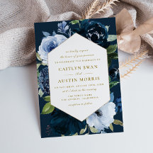 Elegant Navy blåa blommor bröllop
