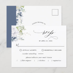 Elegant Navy Blommigt OSA Postcard w/without Målti Vykort