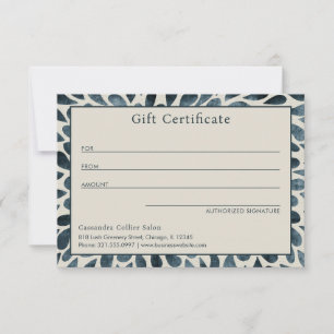 Elegant Navy Blue Abstrakt Modern Gift Certificate