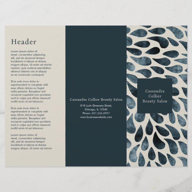 Elegant Navy Blue Abstrakt Modern Trifold Brochure (Framsida)