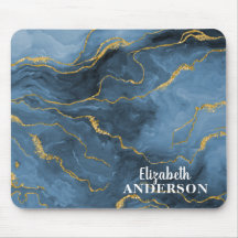 Elegant Navy Blue Agate Geode Marble Monogram Namn