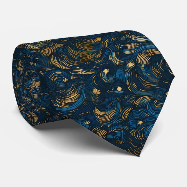 Elegant Navy Blue and Gold Abstract Swirl Slips (Rullad)