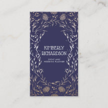 Elegant Navy Blue and Gold Foil Blommigt Luxury