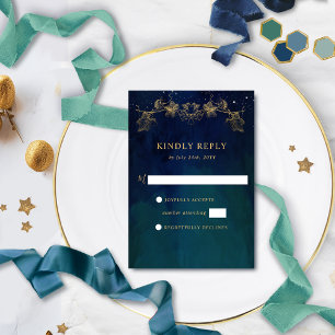 Elegant Navy, Blue and Grönt Celestial Gilded OSA Kort