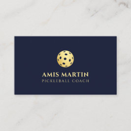 Elegant Navy Blue and guld Pickleball Coach Visitkort