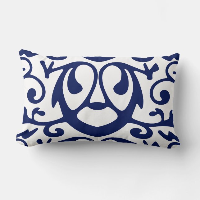 Elegant Navy Blue and White Dekorativ kudde (Framsida)