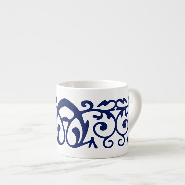 Elegant Navy Blue and White Espresso Mugg Espressomugg (Framsida höger)