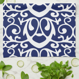 Elegant Navy Blue and White Mönster Kitchen Towers Kökshandduk