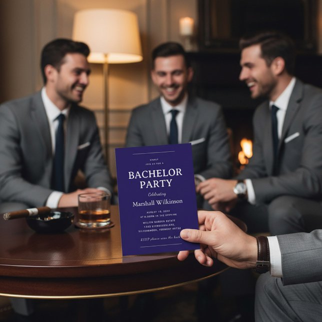 Elegant Navy Blue Bachelor Party  QR Code Inbjudningar (Skapare uppladdad)