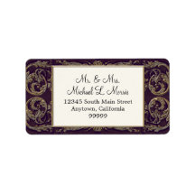 Elegant Navy Blue Baroque Bröllop Returadress