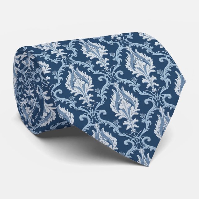 Elegant Navy Blue Baroque Damask Ornamental Slips (Rullad)