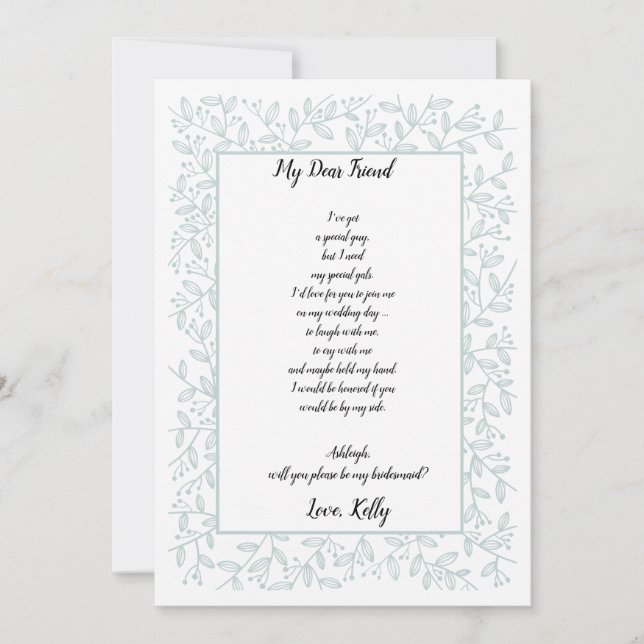 Elegant Navy Blue Blommigt blir min bridesmaid Inbjudningar (Framsida)