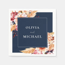 Elegant Navy Blue Boho Chic Blommigt Bröllop